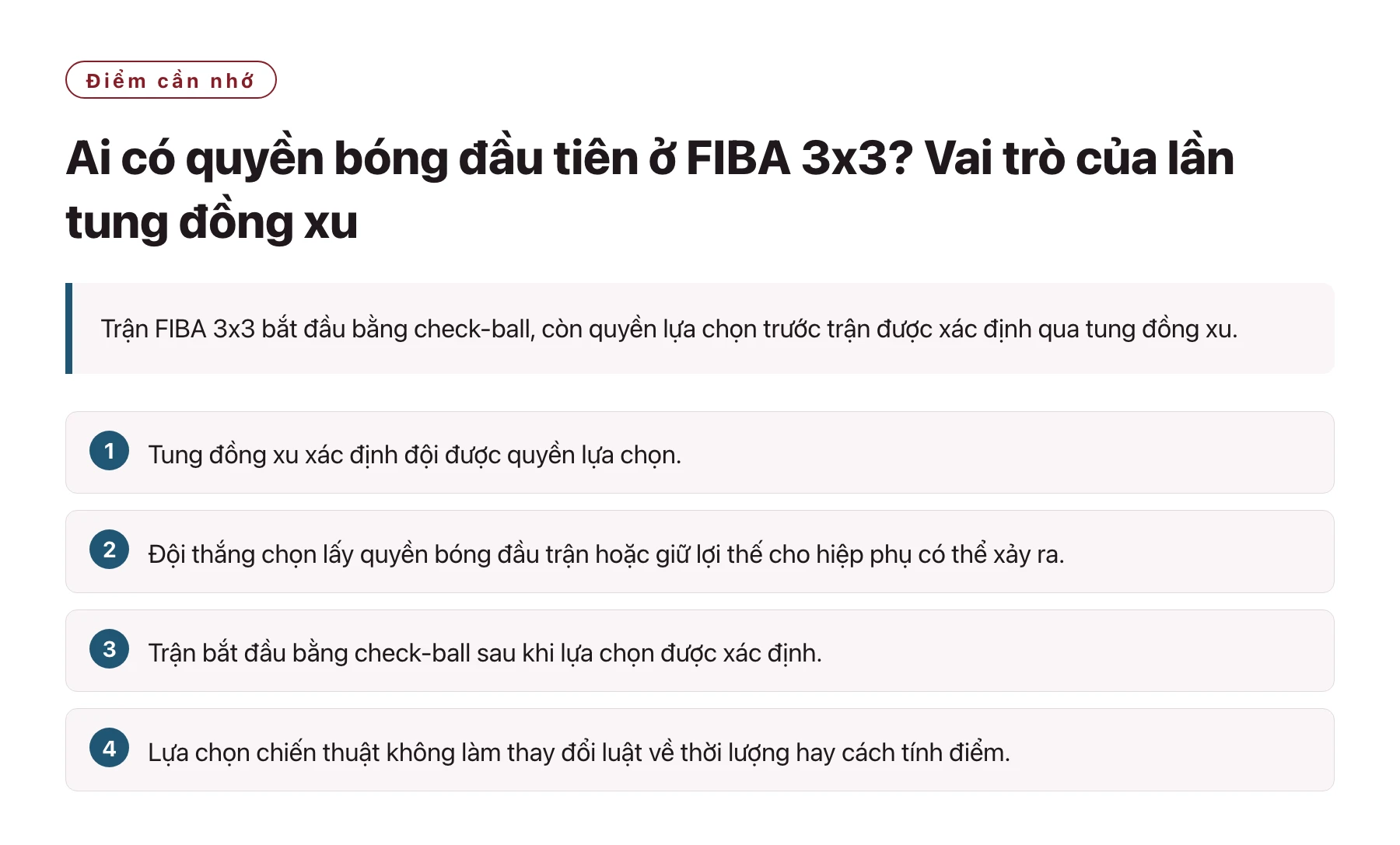 Ai có quyền bóng đầu tiên ở FIBA 3x3? Vai trò của lần tung đồng xu——全文要点速览
